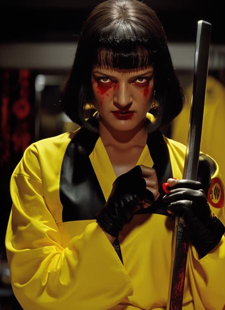 02134-1479854794-Epic portrait photo, kill bill by quentin tarantino, A beautiful girl M14W4114CE  as black mamba, wearing yellow sport outfit, h.png